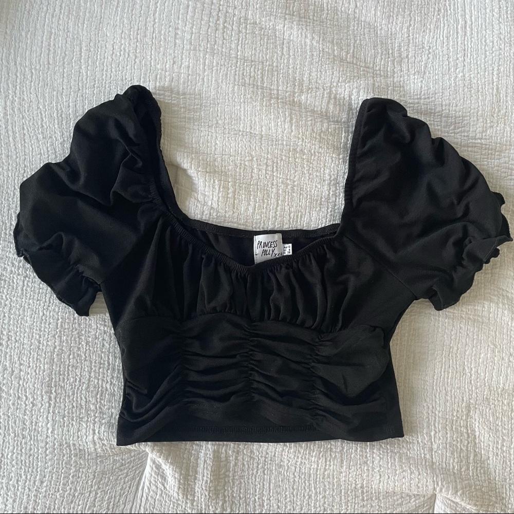 Princess Polly Black Ruched Crop Top